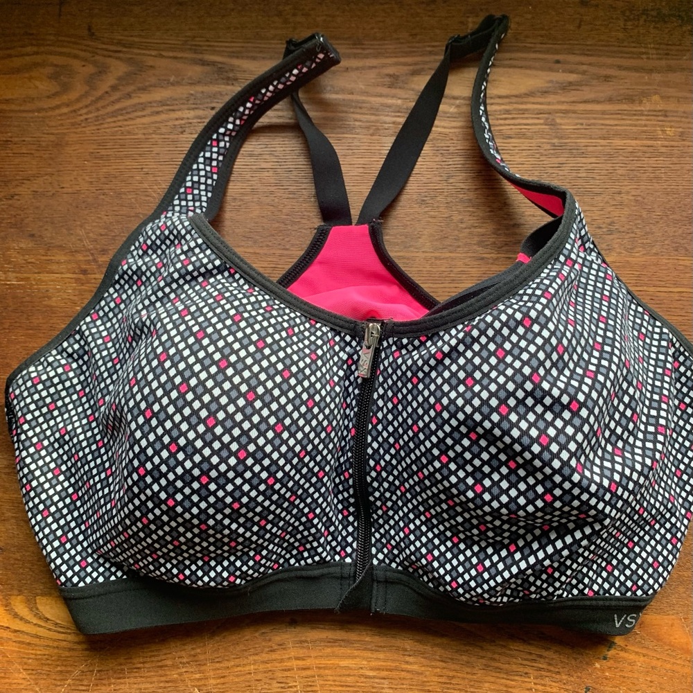 VSX Black and Pink Patterned Sports Bra 38C